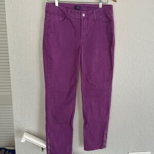 NYDJ Purple Eggplant Ankle Jeans Zipper Hem Spring Riding Pants Preppy Size 6